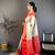 Cream & red soft silk floral zari weaving saree