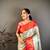Cream & red soft silk floral zari weaving saree