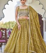 olive silk blend embroidered lehenga choli