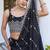 dark navy blue silk blend embroidered lehenga choli