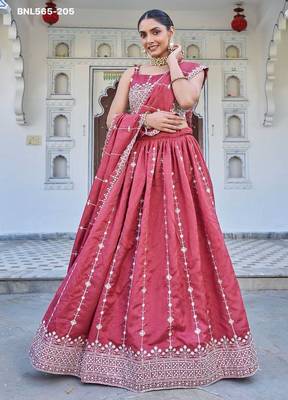 pink silk blend embroidered lehenga choli 1