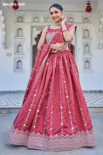 pink silk blend embroidered lehenga choli