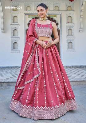 pink silk blend embroidered lehenga choli 2