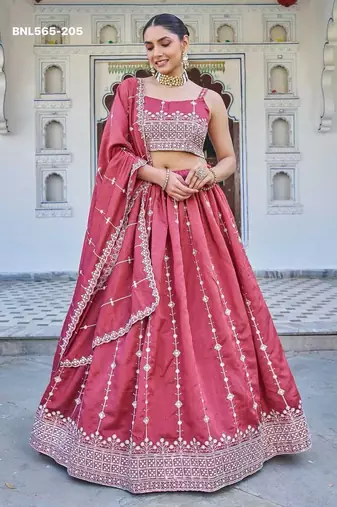 pink silk blend embroidered lehenga choli