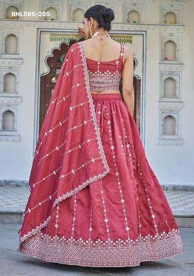 pink silk blend embroidered lehenga choli 4