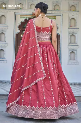 pink silk blend embroidered lehenga choli