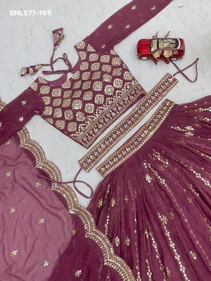 dark purple georgette embroidered lehenga choli 4