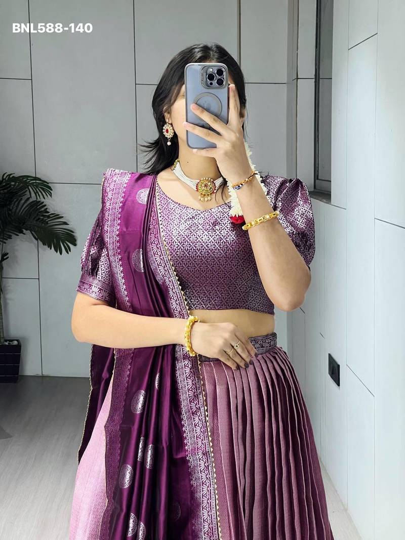 pink silk printed lehenga choli