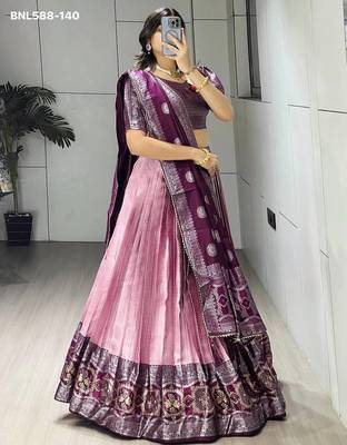 pink silk printed lehenga choli 3