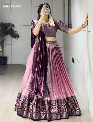 pink silk printed lehenga choli 4