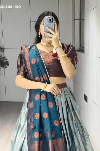 slate grey silk plain lehenga choli