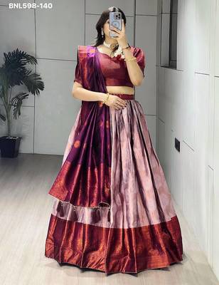 light onion pink silk plain lehenga choli 1