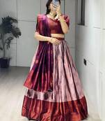light onion pink silk plain lehenga choli