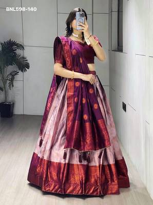 light onion pink silk plain lehenga choli 2
