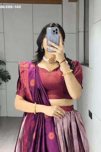 light onion pink silk plain lehenga choli