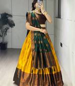 dark mustard silk plain lehenga choli