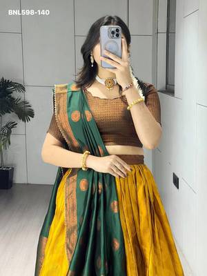 dark mustard silk plain lehenga choli 3
