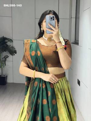 light parrot green silk plain lehenga choli 2