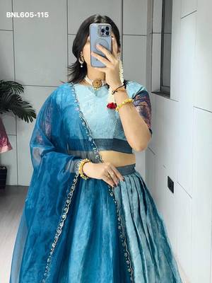 light blue silk blend woven lehenga choli 2