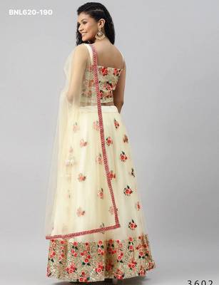 cream net embroidered lehenga choli 2