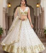 white net embroidered lehenga choli