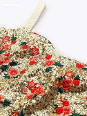 cream net embroidered lehenga choli 4