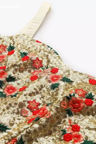 cream net embroidered lehenga choli