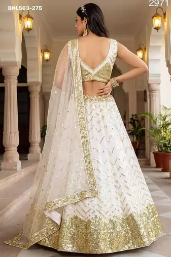 white net embroidered lehenga choli