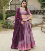light purple silk blend plain lehenga choli