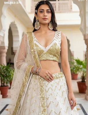 white net embroidered lehenga choli 3