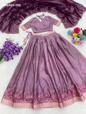 light purple silk blend plain lehenga choli 4