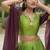parrot green silk blend plain lehenga choli
