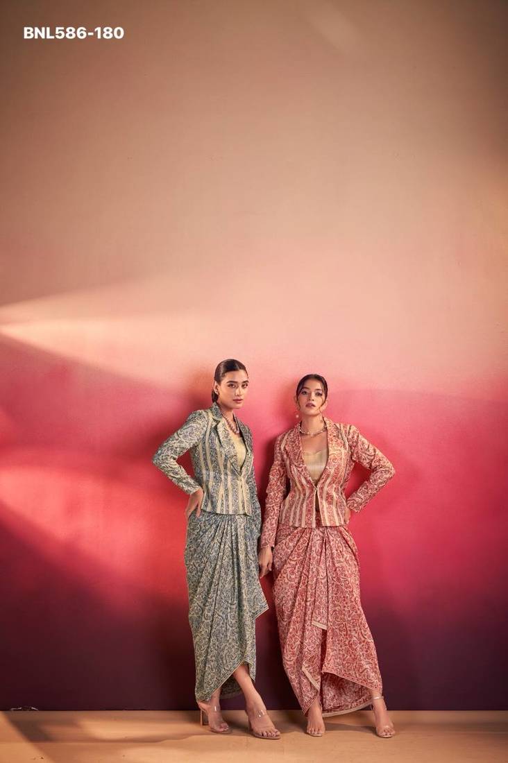 pink silk blend printed lehenga choli