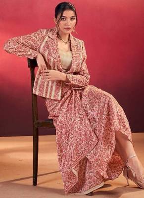 pink silk blend printed lehenga choli 3