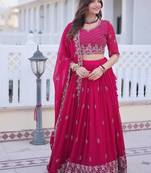 rani pink georgette embroidered lehenga choli