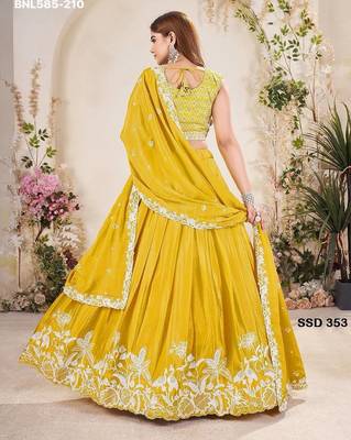 mustard chinon embroidered lehenga choli 3