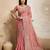 Peach color embroidery work nxc moss chiffon silk party wear saree with heavy work  blouse piece