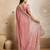 Peach color embroidery work nxc moss chiffon silk party wear saree with heavy work  blouse piece