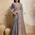 Grey color embroidery work nxc moss chiffon silk party wear saree with heavy work  blouse piece