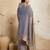 Grey color embroidery work nxc moss chiffon silk party wear saree with heavy work  blouse piece