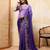 Purple ombre color embroidery  work star georgette party wear saree with heavy work  blouse piece