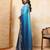 Teal ombre color embroidery  work star georgette party wear saree with heavy work  blouse piece