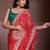 Red color georgette bandhej embroidery work saree with work blouse piece