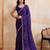 Purple color silk party wear saree with plain blouse piece