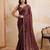 Brown color silk party wear saree with plain blouse piece