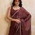 Brown color silk party wear saree with plain blouse piece