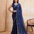 Navyblue color rangoli silk party wear saree with plain blouse piece