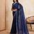 Navyblue color rangoli silk party wear saree with plain blouse piece