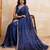 Navyblue color rangoli silk party wear saree with plain blouse piece