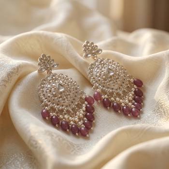   Gold Plated Traditional Kundan Pearl Chandbali Earrings For Wo  And Girls 1